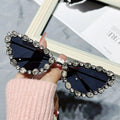 Luxury Female Geometric Triangle Crystal Sunglasses New Cat Eye Sun Glasses with Rhinestones Available Blue Coffee Gray Frames