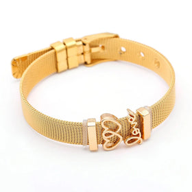Personalized Accessories Waterproof Diy Beaded love Letter Couple Bracelet Stainless Steel Strap Mesh Chain Bracelet for Unisex