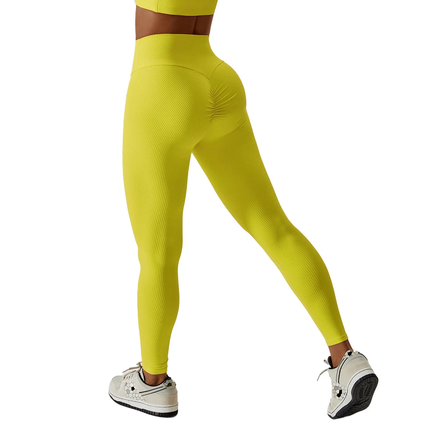 Hot Selling Women High Waist Lightweight Soft Comfort Quick Dry Ribbed Scrunch Running Leggings Yoga Pants