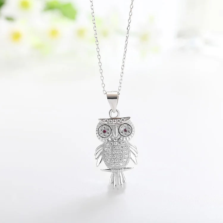 POLIVA Wholesale Jewelry 3A Cubic Zirconia Charm Pendants Rhodium Plated Beautiful Owl Fashion 925 Sterling Silver Gift Pendant