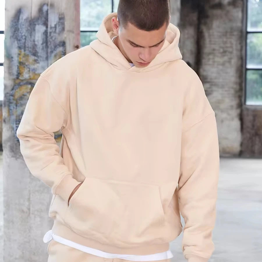 YWGH Printed Embroidered Custom Logo 100% Cotton Unisex Heavyweight French Terry Pullover Hoodie