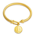 Saint Benedict Medal Charm Bracelet Stainless Steel Wire Bangle for Women Men Pastor Religious Pendant Bracelet Jewelry