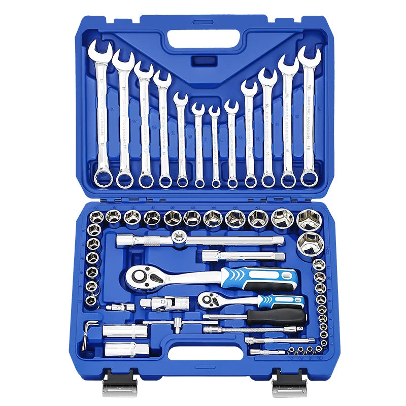 61 Pcs Hand Tool Sockets Set Workshop Equipment Car Bicycle Repair Socket 72T Wrench Set