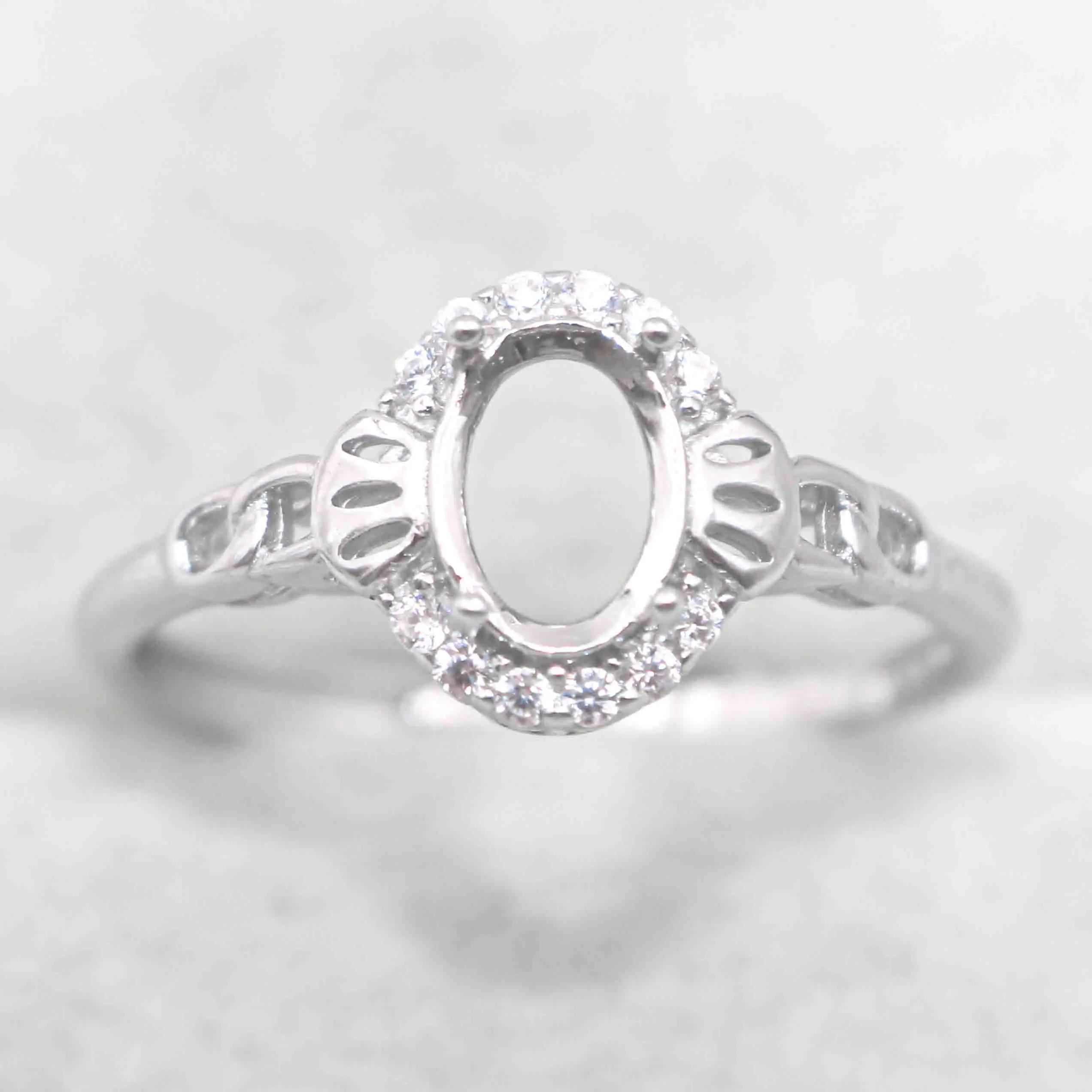 Sterling Silver 5*7mm Semi Mount Ring Empty Frame Blank Support Claw Setting S925 Base Holder Without Center Stone for DIY Inlay