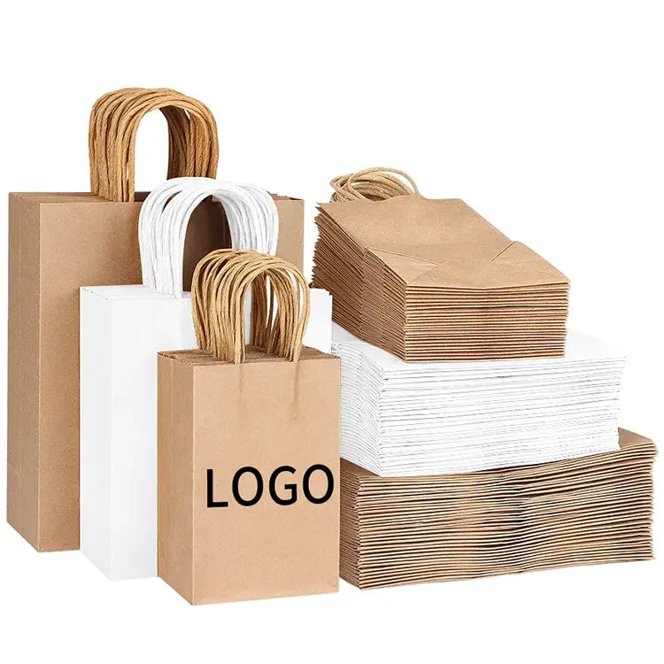 GiGO Custom White Brown Kraft Craft Bolsas De Papel Shopping Take Away Paper Bag with Your Own logo