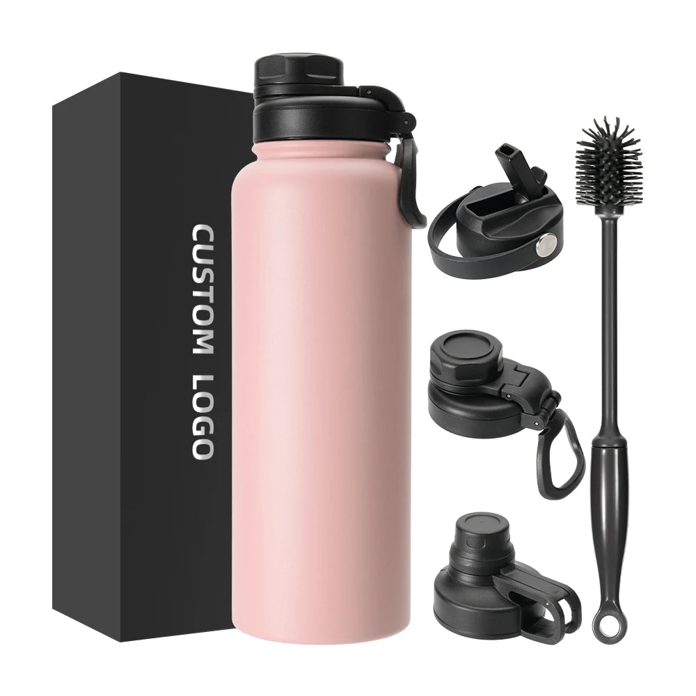 40oz Handle Insulated Cup Double Wall 304 Stainless Steel Water Bottle Handle Tumbler With New Straw Lid