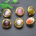 Wholesale Mix Color Natural Gemstone Faceted Cat Eyes Gold Plating Round Shape DIY Jewelry Making Loose Beads