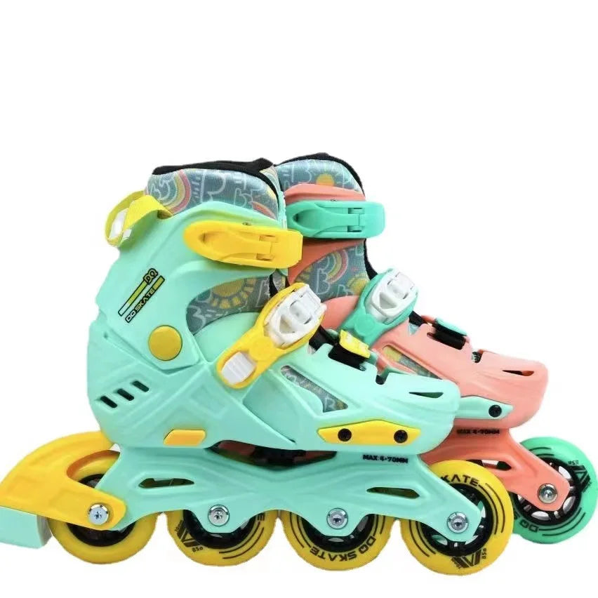 Kids Professional Level Adjustable Inline Roller Skates for Children Beginners Detachable Skate Shoes