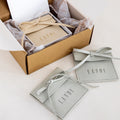 Custom Made Logo Printed Ins Style Grey Beige Jewelry Pouches Microfiber Jewelry Packaging Pouch With Bow