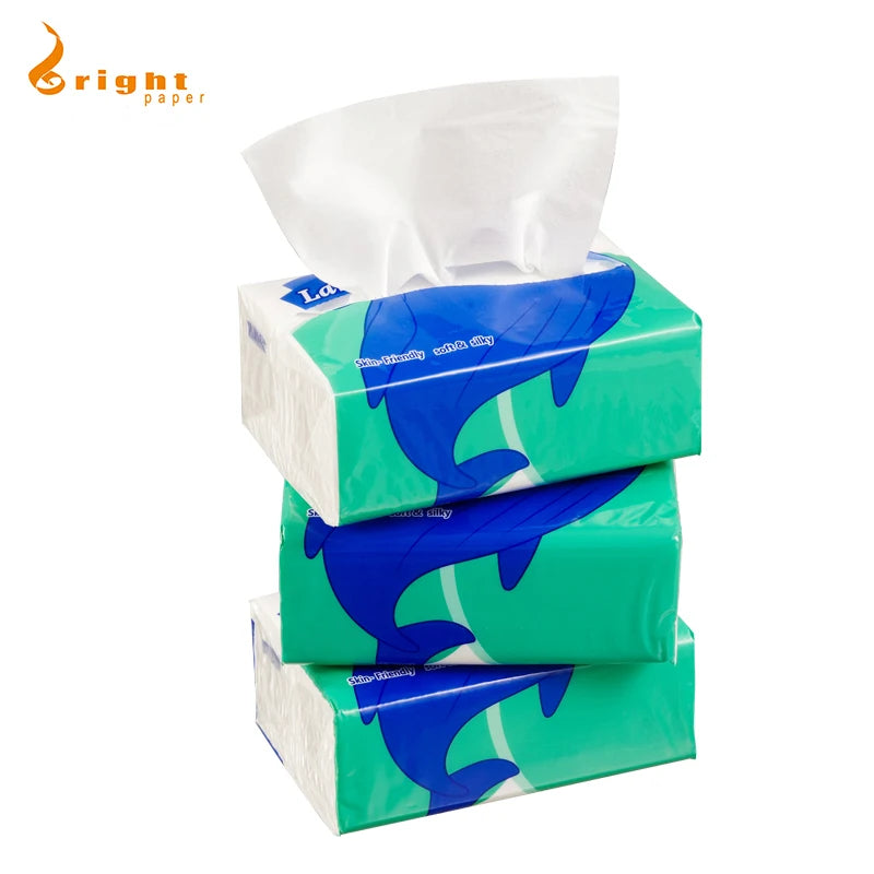 3 Ply Ultra Soft Facial Tissue Paper Silk Screen Printed with Custom Logo for Office & School Use