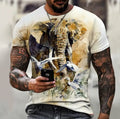 Summer New Men's Short Sleeved T-shirt Animal 3D Digital Print Round Neck Short Sleeve Tops