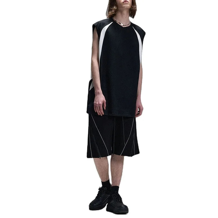 2026 Custom  Set Two Pieces T Shirt All Over Print Wholesale Sleeveless Crew Neck Graphic Men T Shirts