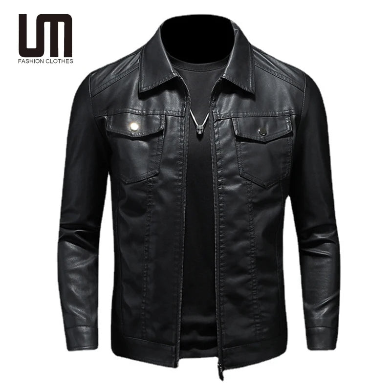 Liu Ming New Stylish 2025 Wholesale Autumn Men Casual Biker Pu Leather Coats Plus Size 5XL Jackets