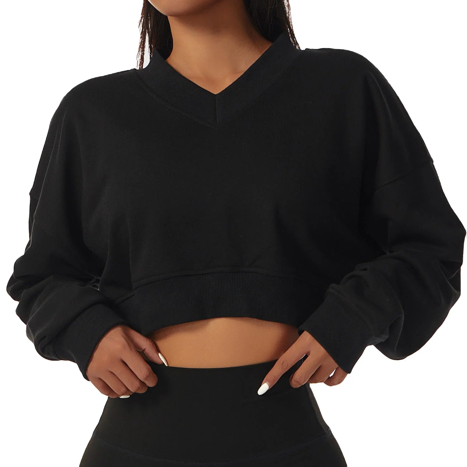 Women's Plain Sweatshirt Cropped Custom Long Sleeve Crop Top Sweatshirts