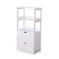 Freestanding Wood Storage Cabinet with 2 Shelves 1 Drawer and 2-Door Base Cupboard