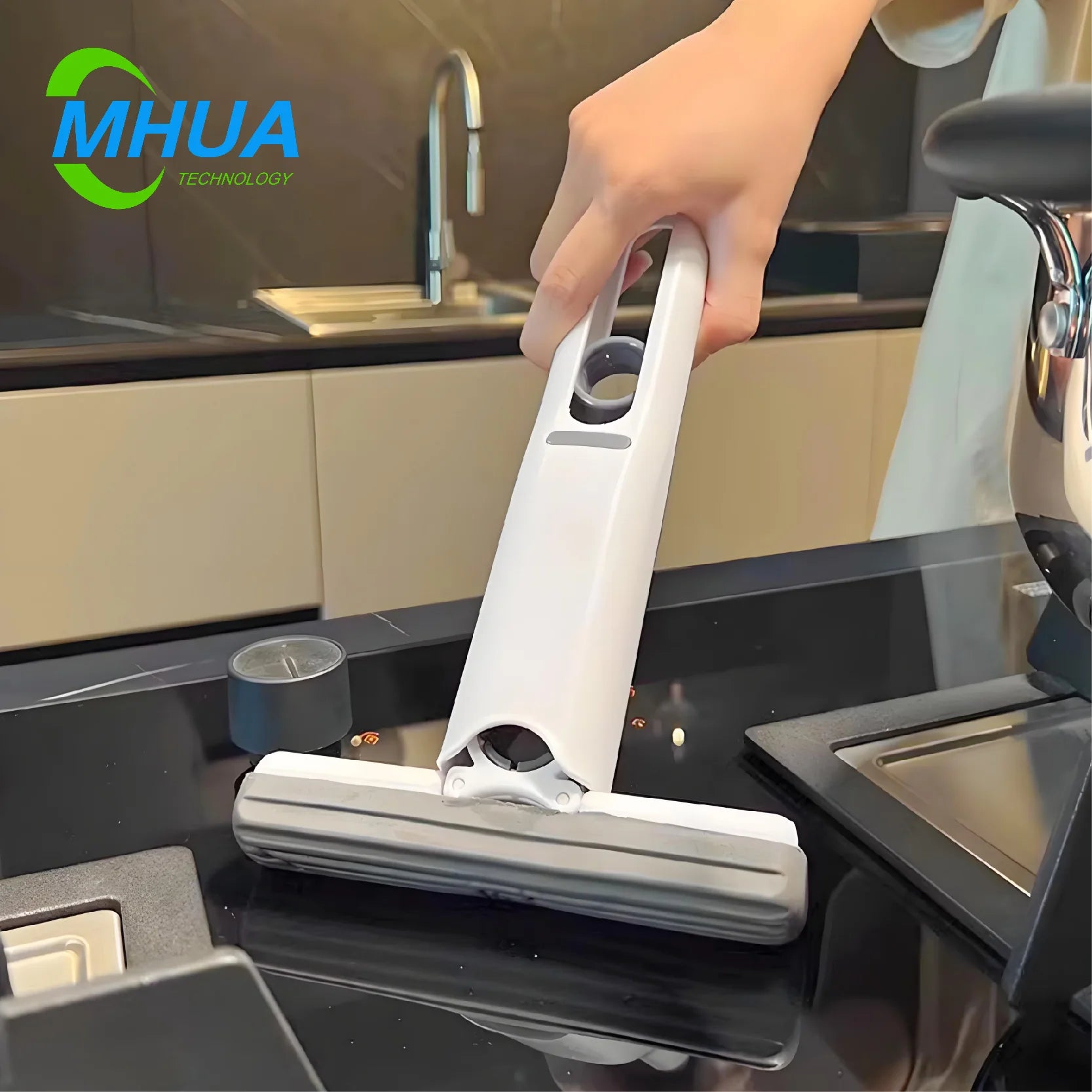Portable Mini Mop Foldable Handle Self-Wringer Sustainable Multi-functional Cleaning Tool for Floor Screen Desk Sponge Wipe
