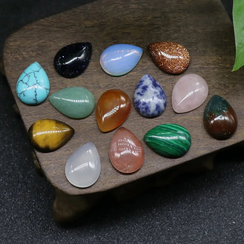 DIY Gem Stone Jewelry DIY Jewelry Supplies Natural Gemstone 12*16 mm Drop Cabochon Tigereye Beads Gemstone Beads