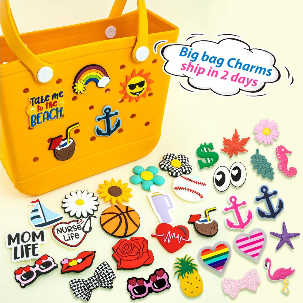 Popular Custom New Designer 2D PVC Baseball Basketball Bag Accessories Cute Colorful Words Bag Charms Luxury for Women's Bag