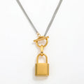 JOOLIM High End Stainless Steel Padlock Pendant Toggle Steel Color Chain Necklace 18K Gold Plated Jewelry Wholesale
