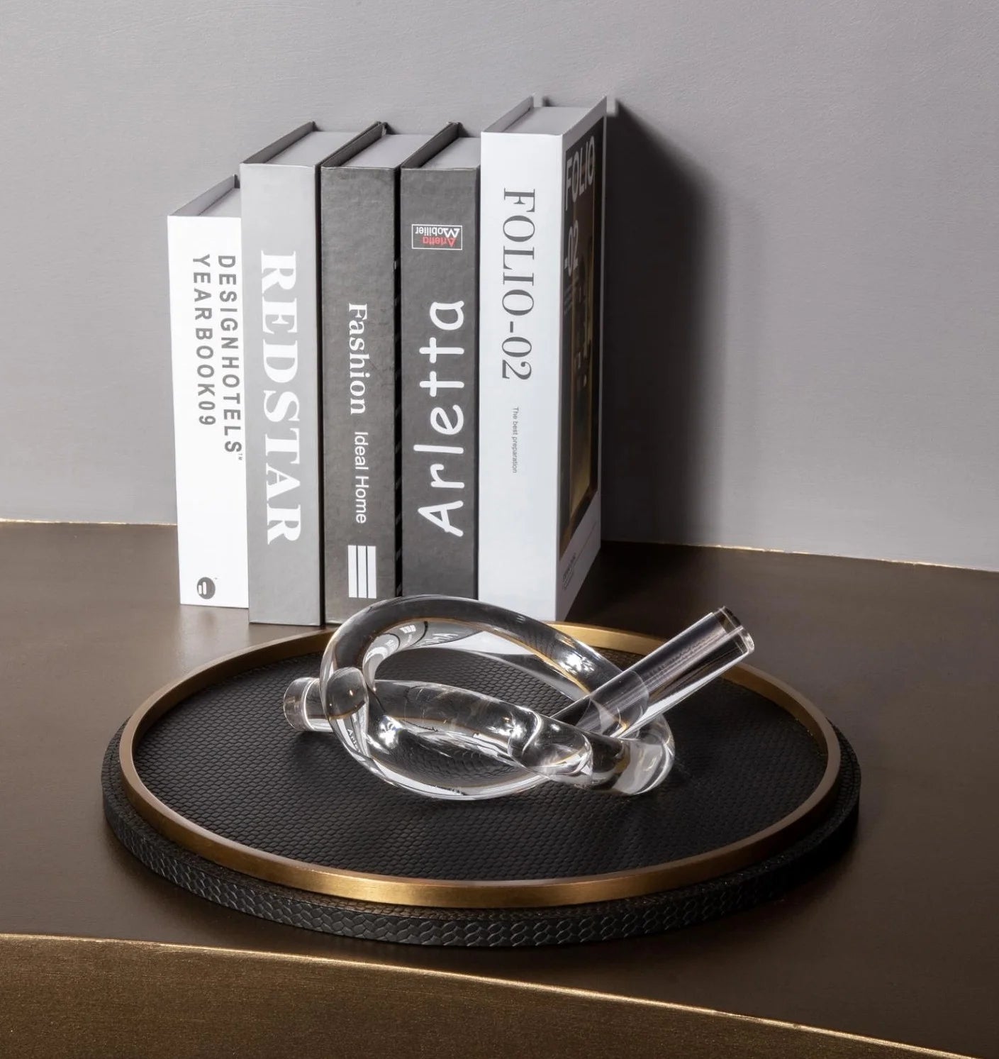 Original Design Modern Round Custom Leather Serving Tray Stainless Steel Decorative Restaurant Hotel Tray Metal Handicraft