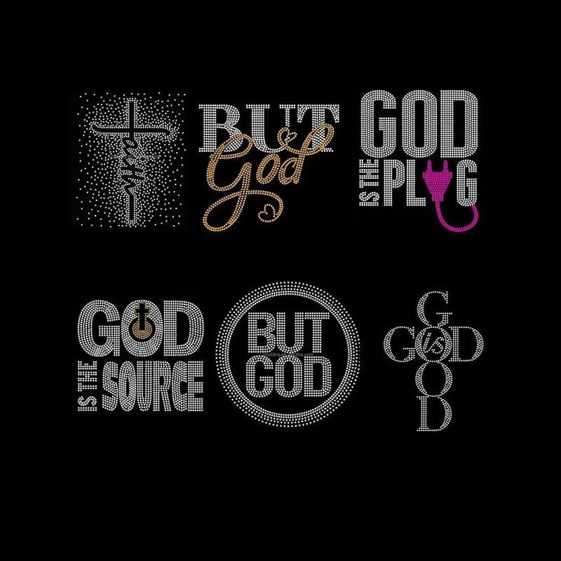 63 Pattern Hot God Christian Cross Religious Hotfix Iron on Rhinestone Shirt Transfer Design Blessed Rhinestones Transfer Bling