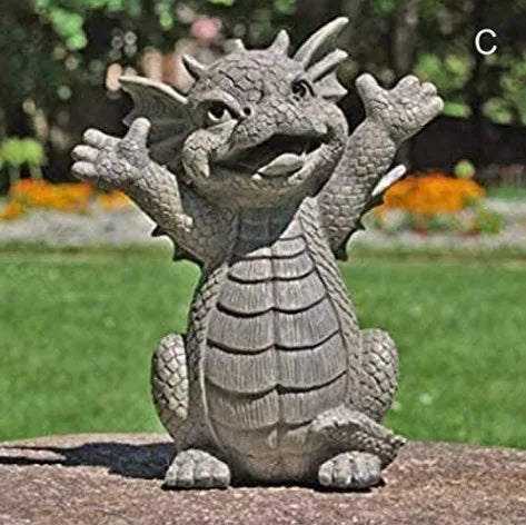 Diy Small Dinosaur Figure Sculpture Resin Gothic Decor Home Room Desk Dragon Meditated Statue Model Garden Outdoor Yard Decoration