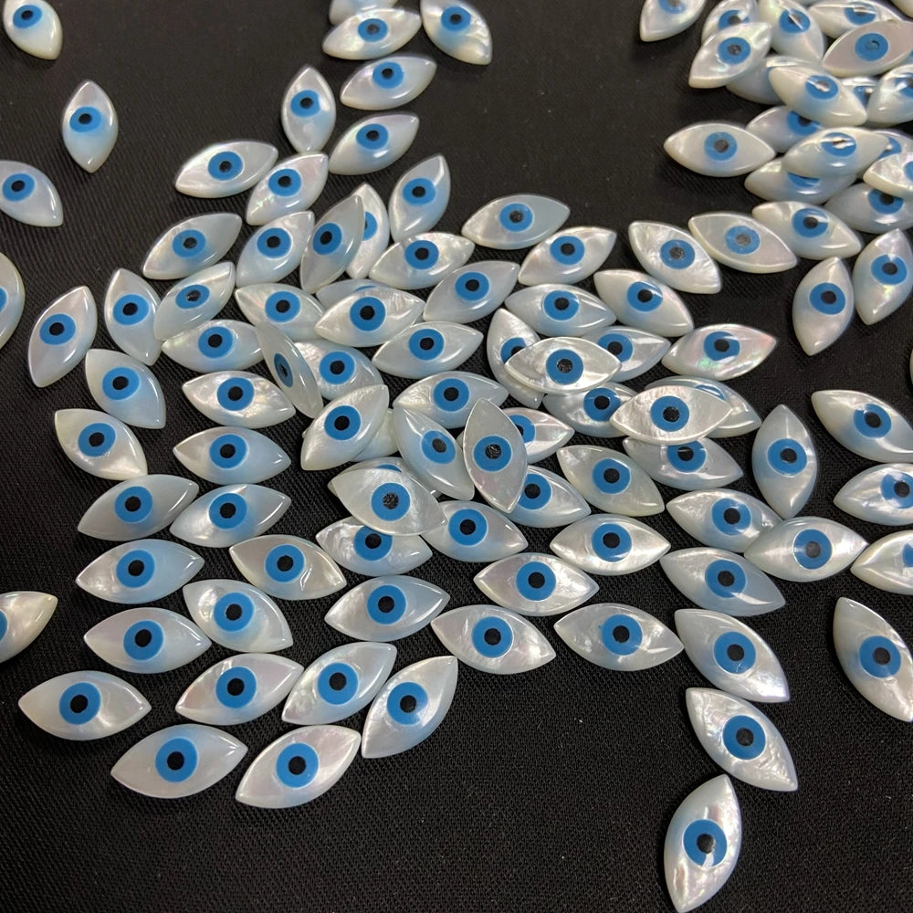 8x16mm 4x8mm Mother of Pearl Shell Round Marquise Flatback Cabochon Marquise Evil Eye Stone