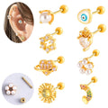 Hengsen Hypoallergenic Stainless Steel Heart Helix Cartilage Tragus Stud Earrings for Children's and Women Body Piercing Jewelry