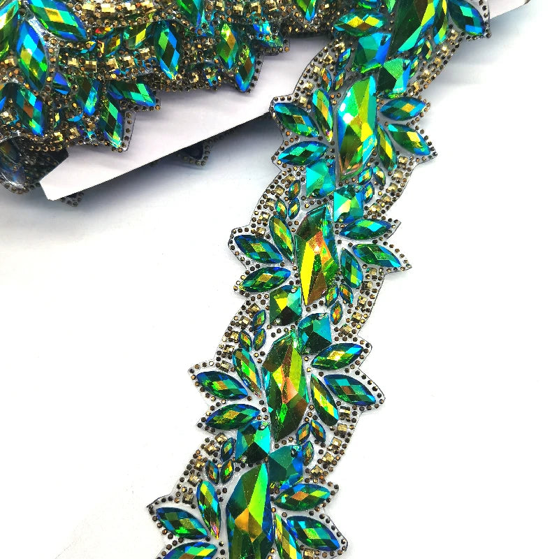 Supply Samba Dressing Decorative Crystal Rhinestone Trims Iron on Rhinestone Chain Trimmings for Trinidad Caribbean 2025