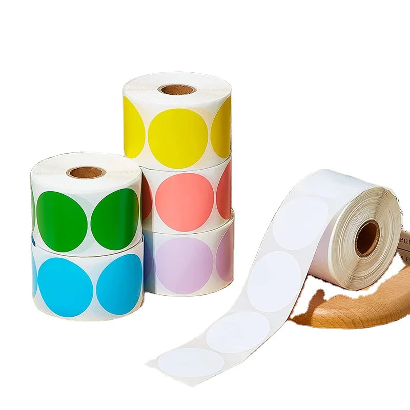 Custom Private Label Adhesive Circle Stickers Plastic Food Packaging Roll Vinyl Labels for Candle Craft Use Durable Acceptable