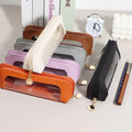 Multi-Function Zipper Pen Case Fashionable PU Leather Business Office Student School Storage Bag Cute Pen Bag for Bathroom Tool