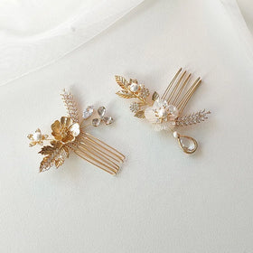Handmade Copper Leaf Flower Wedding Hair Comb Decoration Bridal Hair Accessories Women Jewelry