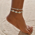 Handmade 2pcs/Set Bohemian Conch Shell Beads Anklets Women Vintage Adjustable Ankle Chain Foot Bracelet Beach Jewelry