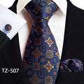 Designer Men's  Tie Set Luxury Black Silver Blue Paisley Business Wedding Neck Tie for Men Pocket Square Cufflinks Gift Set