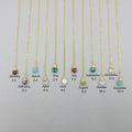 12 Gemstone Birthday Gift Gold Stainless Steel Birth Natural Stone Birthstone Zodiac Pendant Jewelry Necklace
