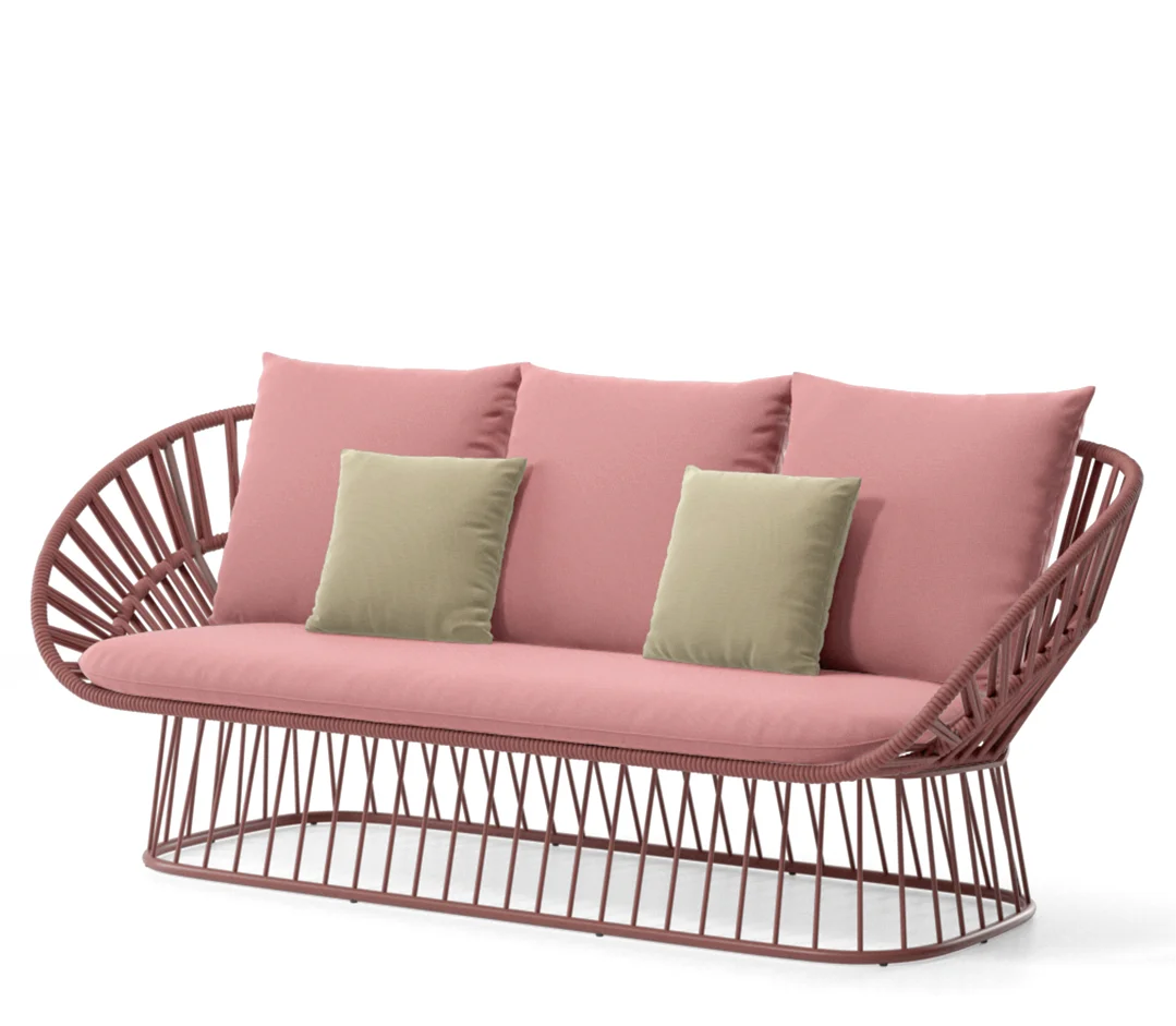 Modern Design Outdoor Rattan Aluminum Three Seat Sofa with Customized Color for Patio Villa & Hotel Use