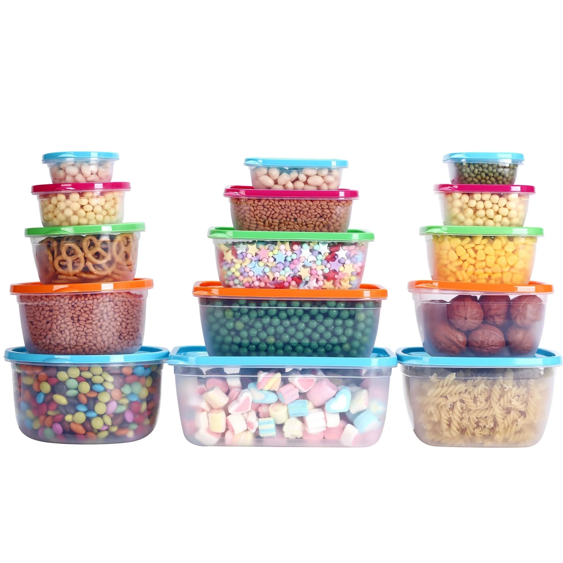 OWNSWING 5pcs Pack Plastic Containers with Lids Stackable Food Container Airtight Food Storage Boxes for Lunch