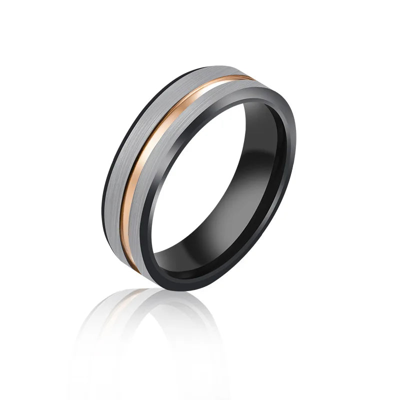 Wholesale 8MM Titanium Steel Gold Black Ring Europe Ring Men's Black Gold Headpiece Powerful