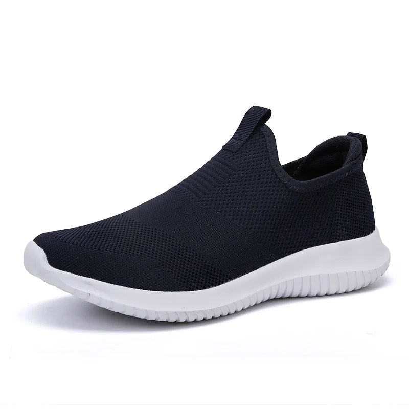 Men's New Solid Colour Fashion Trend Trainers Fly Woven Mesh Breathable Men's Running Shoes Soft Bottom Non-slip Walking Shoes