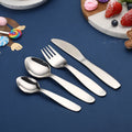 Children's 4-Piece Stainless Steel Mirror Polish Classic 18/10 Metal Easy-Clean Cutlery Set for Kids Back to School MegaBDM