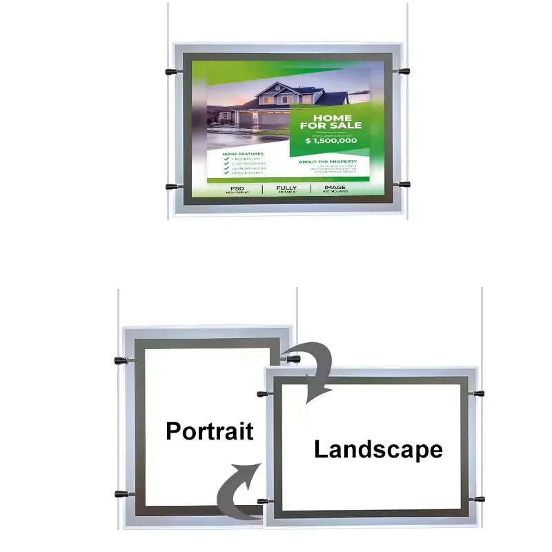 Ultra Slim Real Estate Poster Banner Display Backlit Crystal LED Light Box Sign for Advertising