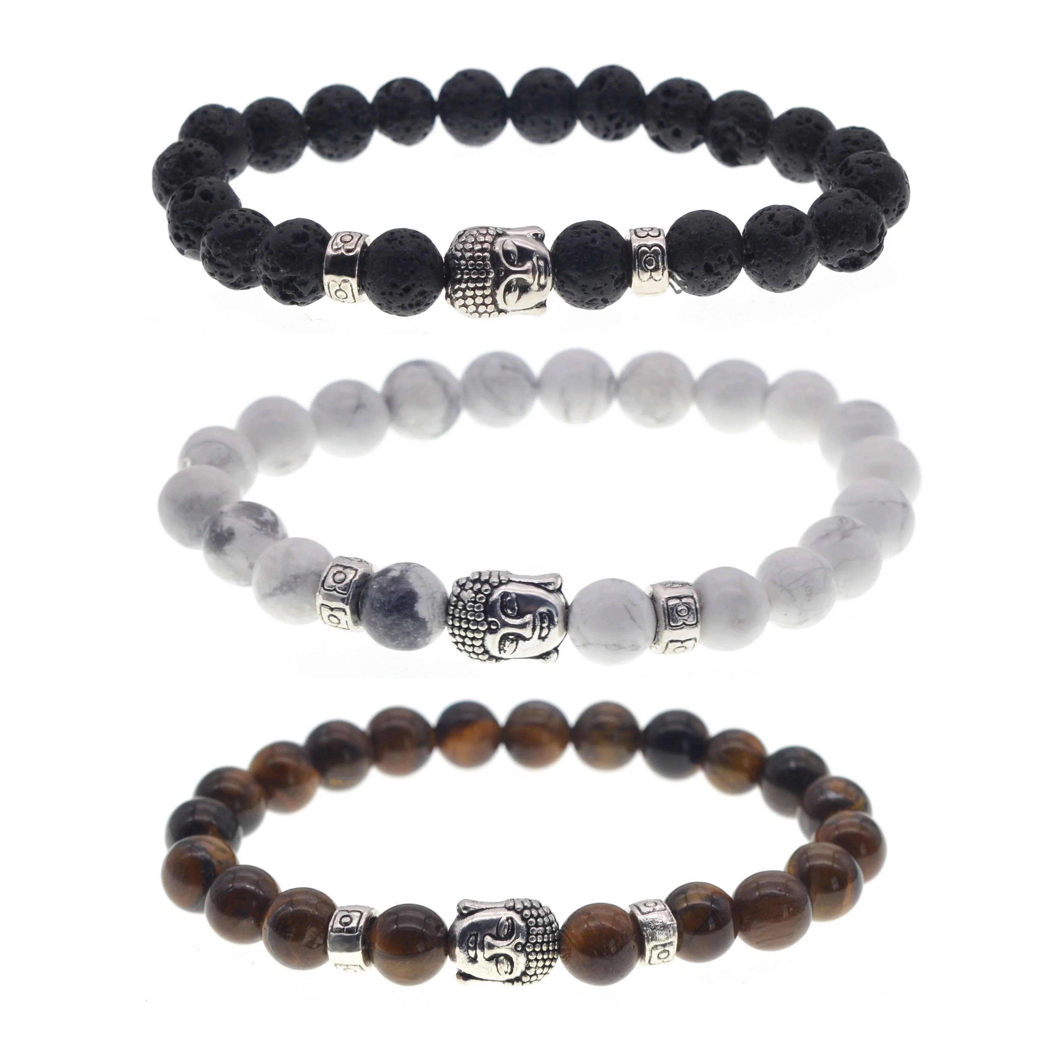 Fashion Skull Bracelet 8MM Gemstone Bead 8mm Beads Stretch Aromatherapy Essential Oil Diffuser for Anxiety Stress Relief