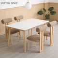 Contemporary Luxury Minimalist Restaurant Wabi Sabi Sherpa Upholstered Walnut Color Wooden Boucle Dining Room Chair for Kitchen