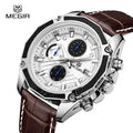 MEGIR 2015 New Watch Quartz Gift Watches Men Wrist Simple Business Chronograph Leather Clock Wristwatches Reloj Hombre