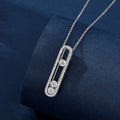 Classic 925 Sterling Silver Personalized Design Three Diamond Sliding Moissanite Pendant Rhodium Plated Women's Necklace Jewelry