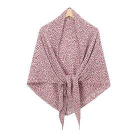 Women's Floral Print Pleated Square Scarf New Islam-inspired Headwrap for Summer Chiffon Material for Muslims