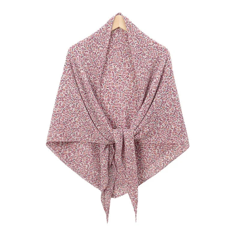 Women's Floral Print Pleated Square Scarf New Islam-inspired Headwrap for Summer Chiffon Material for Muslims