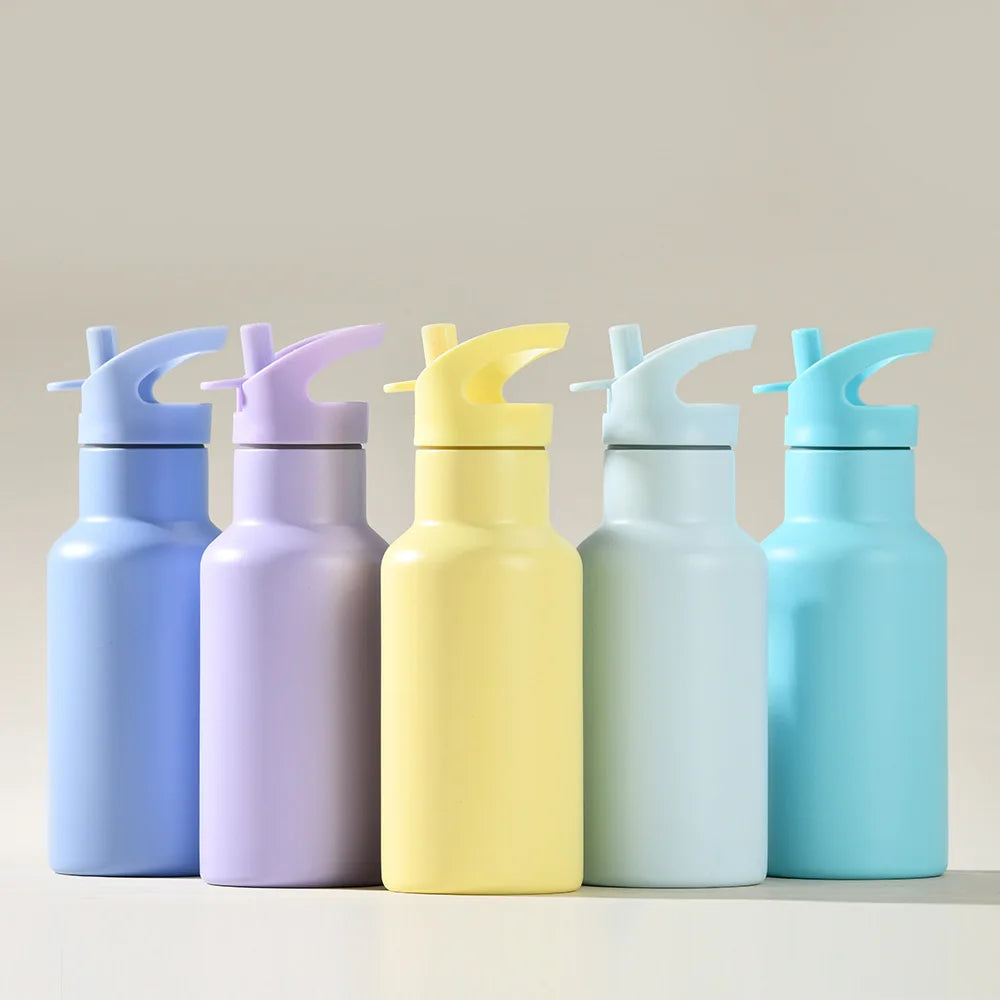 Customized Logo 12oz 350ml Inner 316 Stainless Steel Vacuum Thermos Cup Portable Nozzle Handle Lids Flask Water Bottle