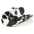 Fashionable Cow Print Cowboy Hat for Women Summer Breathable Woven Straw Western Country Cowgirl Travel Parties Casual Outdoors