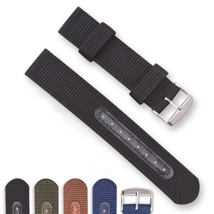 Custom Brand LOGO 18mm 20mm 22mm 24mm Nylon Canvas Fabric Watch Strap Nylon Webbing Men Watch Bands